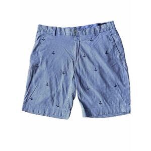 Polo Ralph Lauren Shorts 34 Blue White Seersucker Striped Anchor Preppy Chino